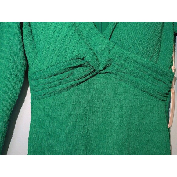 Siena Womens Textured Knit Bodycon Dress Long Sleeve V-Neck Size 8 Green NEW NWT - Picture 6 of 16